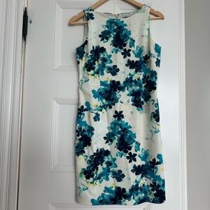 Floral Sleeveless Dress - Blue and Green